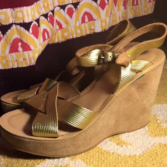 Kork-Ease Bette Wedge in Gold Iguana suede wrapped - Picture 5 of 8